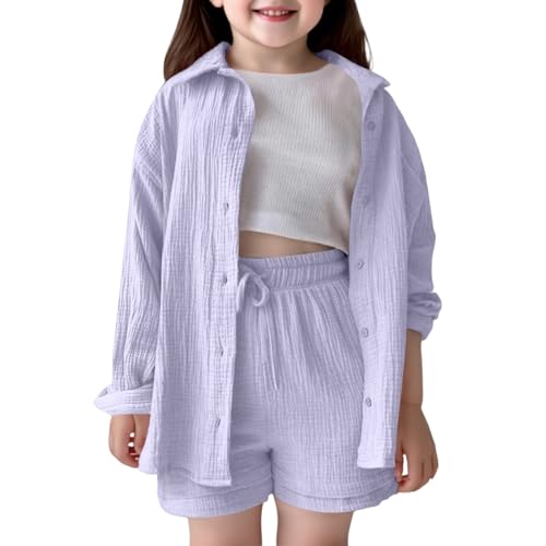 Ensemble fille coton confortable anti-irritation avec short large de sport