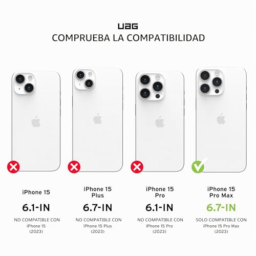 Funda iPhone 15 Pro Max antiamarilleamiento con grado militar transparente UAG 2