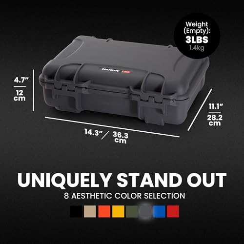 Image of NANUK 910 Empty Waterproof Hard Case - 14.3 inch x 11.1 inch x 4.7 inch, Protective Case for Gear - Impact-Resistant, Dustproof, Airline Carry-On Approved - Made in Canada, Graphite