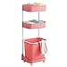 ZSCLLCQ Bewegliche Wagen, Haushalt Servierender Warenkorb Home 3 Ters Waschbare Korb Warenkorb Wagenwagen Auf Rädern, Kunststoffwäsche Waschsalon Für Schmutzige Kleidung Spielzeug/Pink/45*35*109Cm