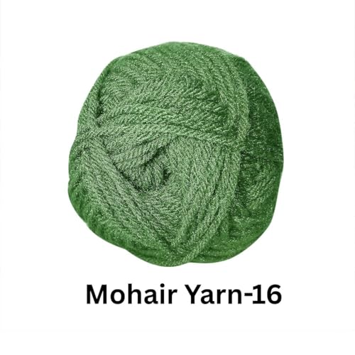Image of VCR Mohair Nylon Hunter Green Yarn, 100 Grams Hank, 196 Meters Length, Acrylic 75%, Mohair Nylon 25%, Pack of 1 Yarn, Soft Crosia Threads, Suitable for Winter Garments.
