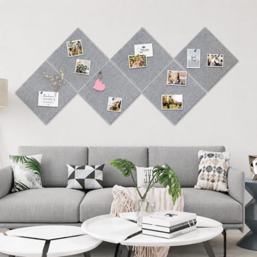 Image of QUIET CANVAS Acoustic Wall Square Pinboard, 1x1ft, Pack 6, 50PushPins Grey