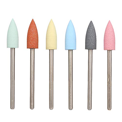 Nail Drill Bit Set Anself 6PCS Diamond Silicone Nail File Bits for Manicure/Pedicure Kit for Removing Manicure Nail Polish UV Gel Tool