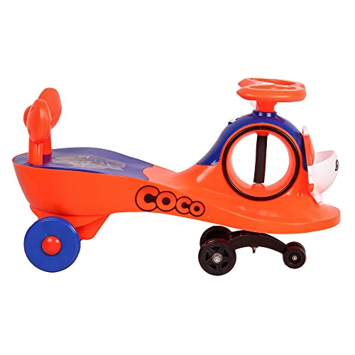 Image of KURB Ride On Swing Car for Kids 1-5 Years| Magic Car with Light & Music | Twister Car with Back Support | with Storage Basket| Comfortable & Durable Seat (Red)