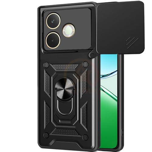 Image of Armor Bumper Back Cover Case for Oppo A5 Pro 5G Rotating Camera Cover, Ring Holder & Kickstand | Heavy Duty & 360 Degree Protection Oppo A5 Pro 5G Back Cover (Black)