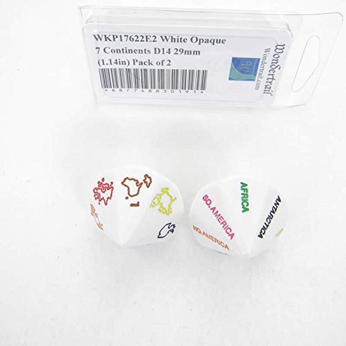 White Opaque 7 Continents D14 29mm (1.14in) Pack of 2 Wondertrail
