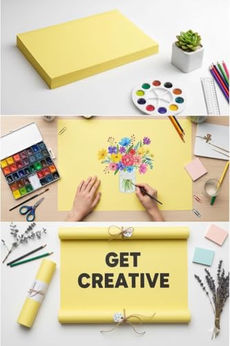 Image of SEJASCOLLECTIONS | Pack of 10 | Yellow, Smooth, A1, BIG / FULL Size, Chart / Pastel Sheets, Used in art and craft, collage, projects, posters etc. Plain / Unrulled, Size: 70x56 centimeters, 200 GSM thickness.