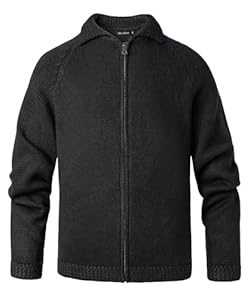 Beryielite Homme Gilet Cardigan Veste Ouvrez Front Zippé avec Tricoté Chaud Coupe rembourré Décontractée Manche Longue Chandail