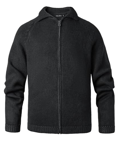 Beryielite Hombre Chaleco Cardigan Chaqueta Abierta Delante con Cremallera de Punto Caliente Corte Acolchado Informal Manga Larga Jersey