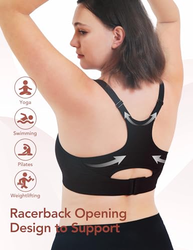 HOFISH Nursing Sports Bra for Breastfeeding, Triple Clips Space Lift Wearable Pump Bra, Nipple Fixed Pad Seamless Nursing Bra4