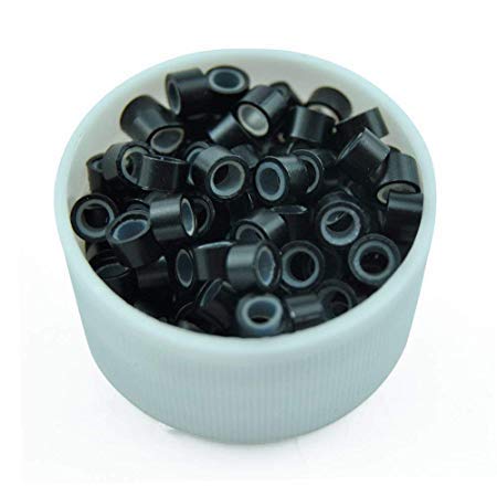 Miniatura 3 de Anillos de silicona con microeslabones de 0.197 in, cuentas forradas para extensiones de cabello (1000 unidades, rojo vino)