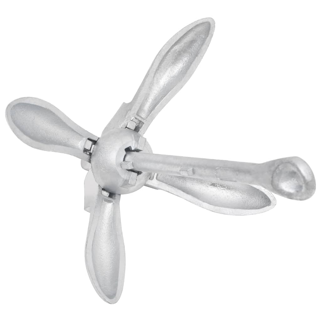 Mangloder - Anclaje plegable plateado de 1,5 kg de hierro maleable versátil con 4 puntos, plegable, para botes pequeños, kayaks, canoas, botes inflables, apto para arena, barro, suelos de hierba