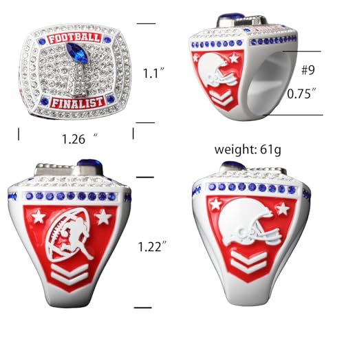 Image of 12 pcs Pack FFT02 6 Styles Football Championship Trophy Ring Champion and Finalist Awards Finger Size 9