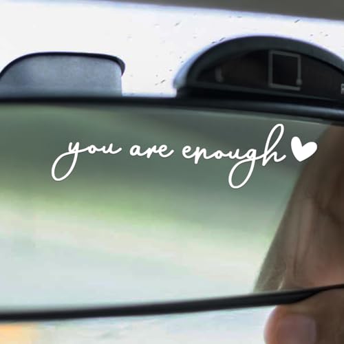 Image of You Are Enough Car Mirror Decal Set, Affirmation Gift | Rearview mirror self-love decals, positive affirmation gift for women