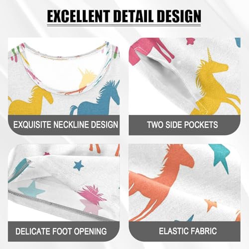 senya Short Sleeve Pajamas Sets Summer Cotton Sleepwear Colorful Unicorn Pattern4