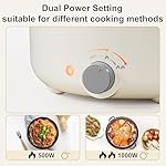 TOPWIT Electric Pot, 3L Hot Pot Electric, Rapid Noodles Cooker, Non-Stick Frying Pan, Multifunctional Electric Hot Pot for Steak, Egg, Ramen, Soup, Shabu Shabu Pot for Camping, RVs, Party, Beige - Image 3