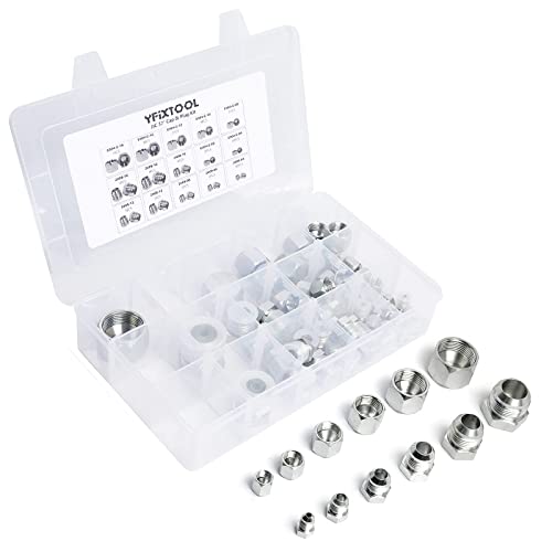 YFIXTOOL 64 Pcs. JIC 37° Flare Thread Cap & Plug Assortment Kit, Galvanized Steel with Precision Threading Hydraulic Adapter an Fitting Set, Dash Sizes 04 06 08 10 12 16 by YFIXTOOL - Image 5