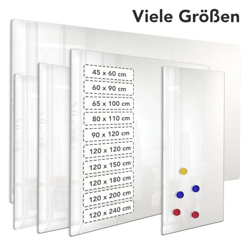 Glas-Whiteboard | Sicherheitsglas | Reinweiß | Rahmenlos | 8 Größen (120×180 cm) - 5