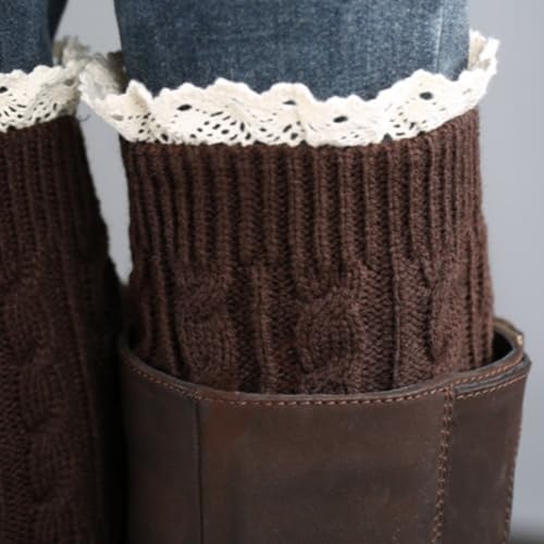 Women's Crochet Knitted Leg Warmer Lace Top Winter Warm Boot Cuffs Topper Socks Short Leg Warmers4