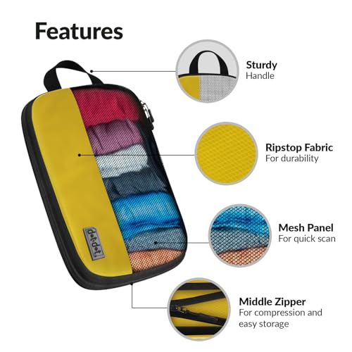 Image of Large Packing Cubes for Travel - 5pc Packing Cubes for Suitcases - Lightweight Luggage Organizer Bags (Compression)