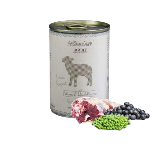 DR.CLAUDER'S - B.A.R.F. Komplett Menue Lammragout | Fleischeintopf mit 100% Lammfleisch, Innereien und Gemüse für ausgewachsene Hunde. Alleinfutter in der Dose | 6X 400g Lamm