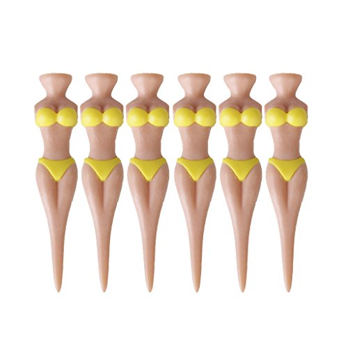 6pcs Novelty Yellow Bikini Lady Girl Golf Tees Divot Tools Joke Stag Party Funny