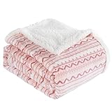 BEAUTEX Sherpa Fleece Throw Blanket for Young Girls Super Soft Fuzzy Cozy Plush Pink Sherpa Plush Throw Blanket for Kids Children Teens or Adult for Sofa Couch Bed (50' x 60',Light Pink Stripe)