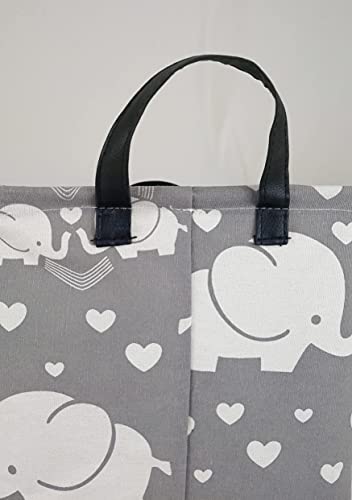 Duyiy Rectangle Canvas Storage Basket With Handle Large Organizer Bins For Dirty Laundry Hamper Baby Toys Nursery Kids Clothes Gift Basket (Rec-Love Elephant) #TOP6