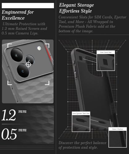 Image of WOW IMAGINE Back Cover for Realme P4 Pro 5G with Hexa Cube Design | Ultra Slim Soft Rubberised Case | Inner Velvet Fabric | Matte Silicone Flexible Mobile Case | Camera Protection - Grey