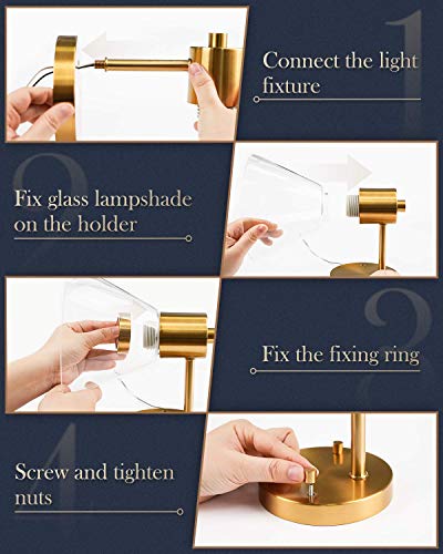 Gold Bathroom Vanity Light Fixtures, LMS 2 Light Bathroom Light Fixtures with White Glass Shade, LMS-100