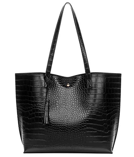 Image of Dreubea Women's Soft Faux Leather Tote Shoulder Bag from, Big Capacity Tassel Handbag