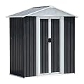 Patiometh 5FT x 3FT Outdoor Storage Metal Anti-Corrosion Utility Tool House with Lockable Door & Shutter Vents?Outdoor Waterproof Garden Tool Storage Sheds?with Metal Foundation?