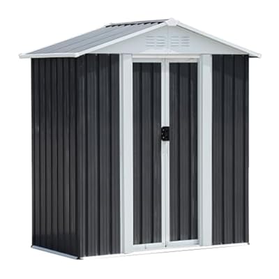 Patiometh Outdoor Sheds 5FT x 3FT Outdoor Storage, Metal Anti-Corrosion Utility Tool House with Lockable Door & Shutter Vents?Outdoor Waterproof Garden Tool Metal Storage Sheds ?Grey?