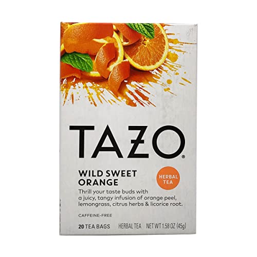 Tazo Herbal Tea Tea Bags For a Citrus Beverage Wild Sweet Orange Caffeine-Free 20 Tea Bags