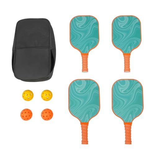 LIAPDG Pickleball Paddles, Pickleball Set Portable Lightweight Pickleball Rackets with 4 Pickleball, Paddles 2 Indoor Balls and 2 Outdoor Balls for Schools, Sports Clubs, Communities