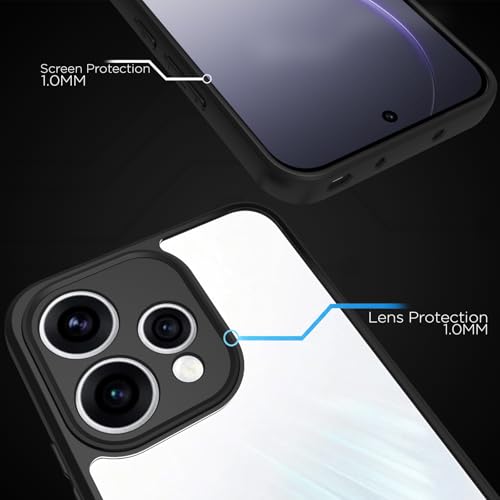 Image of RIGGEAR Shockproof Sleek Hybrid Armor Back Cover Case for Oppo Reno15, Reno 15 5G (Clear PC + Black TPU Bumper)