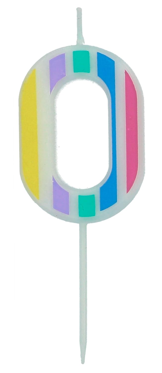Folat 24260 Candle Pastel Number 0 Multicolour-Cake Decorations for Birthday Anniversary Wedding Graduation Party, Multi Colors, 5 cm