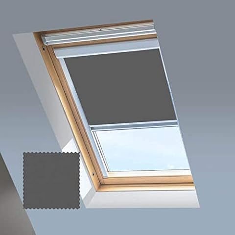 Skylight Blinds For VELUX Roof Windows - Blackout Blind - Grey - Silver Aluminium Frame (CK02) Cover