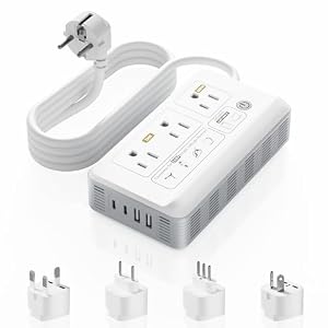 2000W Voltage Converter US to Europe, 7 in 1 Converter for European Travel for Hair Dryer, Kettles, Coffee Makers and etc. 220v to 110v Converter for International Travels (White)
