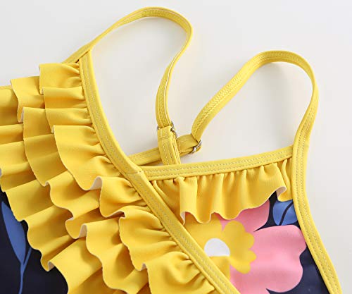 Image of Girls One Piece Swimsuits Hawaiian Ruffle Swimwear Beach Bathing Suit
