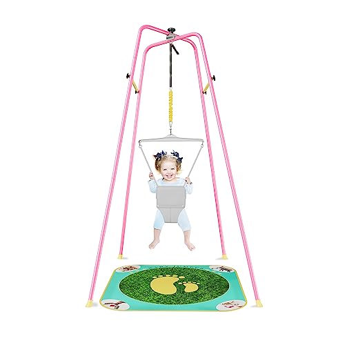 Image of EL&IT·Wings Baby Jumper with Stand, Height-Adjustable Baby Jumpers and Bouncers, Baby Exerciser Suitable for 6-24 Months,Easy to Assemble,Wise Gift Choice for Infant & Toddler (Soft Rug Include)