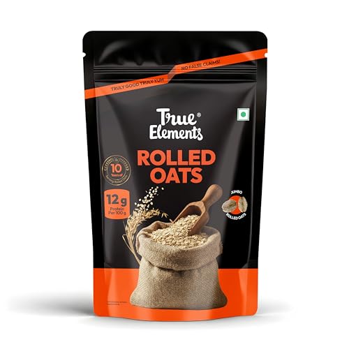 True Elements Rolled Oats 1.2 kg – Diet Food | 100% Wholegrain Oats | Oats for Weight Management | High Fibre Breakfast | Rich in Protein | Jumbo Oats