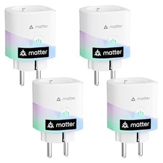 Meross Matter Prise Connectée 16A WiFi, Suivi de Consommation, Compatible Apple Home, Alexa et Google Home, Économie d’Énergie et Commande Vocale (4-Pack)