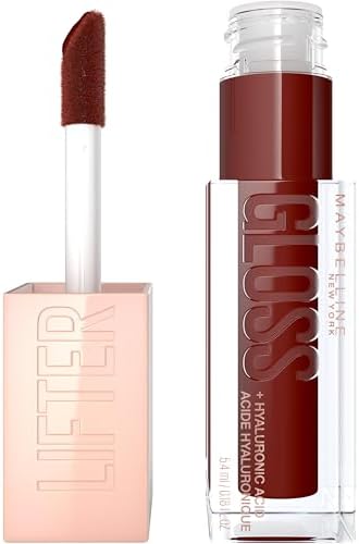 MAYBELLINE Lifter Gloss, Hydrating Honey'd Lip Gloss with Hyaluronic Acid, High Shine for Plumper Looking Lips, Maple, 1 Count