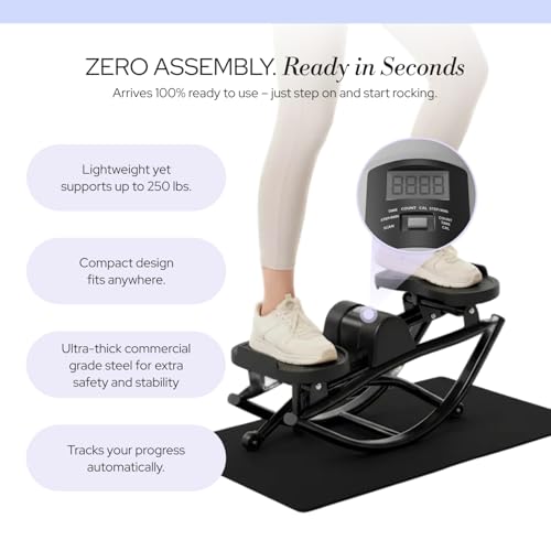 LhanelFit The Rock Stepper - Side to Side Rocking Stepper Machine for Home Workouts - Low Impact Indoor Cardio Leg Glute and Core Training - Quiet Compact Step Rocker Exercise Equipment (Black) by LhanelFit - Image 4