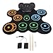 RiToEasysports Roll Up Practice Drum Pad Portable Electric Drum Set USB Rechargeable with Dual Speaker Soft Pads Lightweight for Music Games Gifts