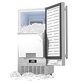 Coolski 15" Under Counter Ice Maker Machine, 130 Lbs/Day with 30 LBS Storage Bin, Built-in Freestanding Stainless Steel Ice Maker with Auto-Cleaning, Smart LCD Panel, for Commercial & Home Outdoor Use