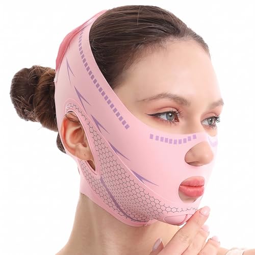 Mentonnière rose anti double menton : affinez votre mâchoire avec la ceinture de levage en V