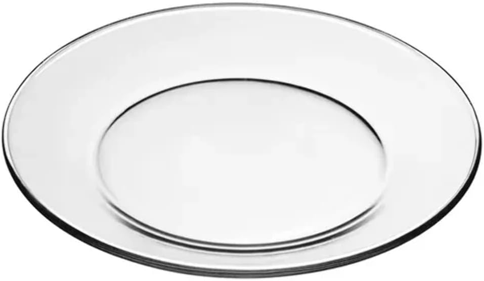 Libbey Crisa Moderno 10.5-Inch Clear Glass Dinner Plates, Set of 12 - Dishwasher Safe for Everyday Use