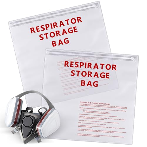 Maasechs 2 Pcs Respirator Storage Bag with Upgraded Zipper 15.35" x 16" Respirator Mask Storage Bag Large 10 Mil Thick Respirator Bag, Clear